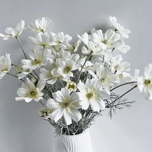 Cream Cosmos Flower Stem: Faux Silk Wildflower, DIY Bouquet (60cm)