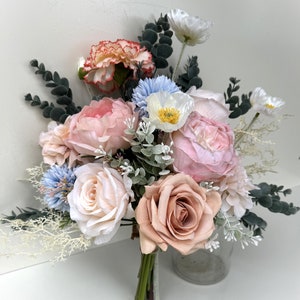 Wildflower Wedding Bouquet: Faux Silk Rose, Poppy, Dahlia