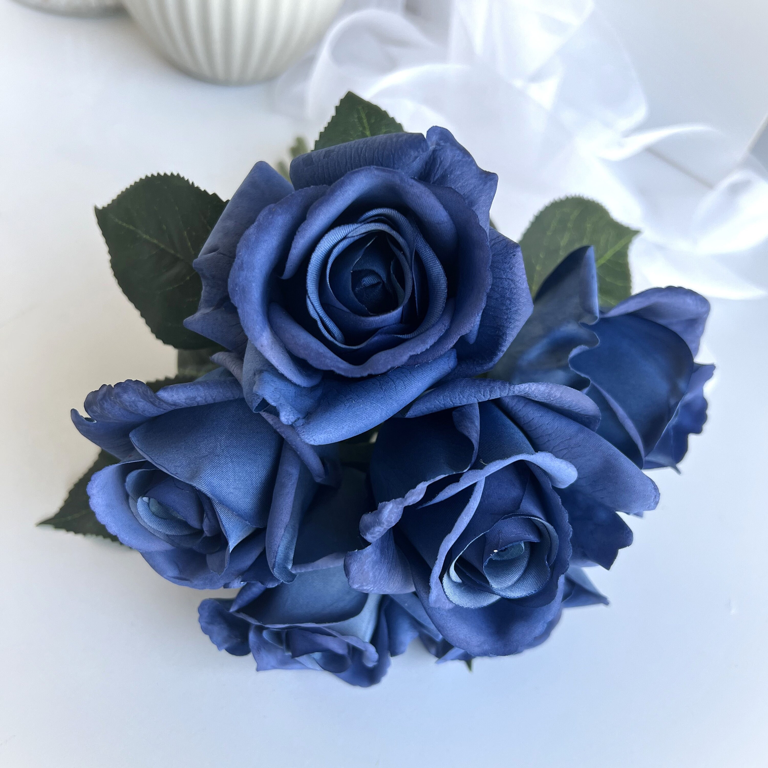 Real Touch Navy Blue Rose Bouquet Latex Dusty Navy Blue Roses Etsy