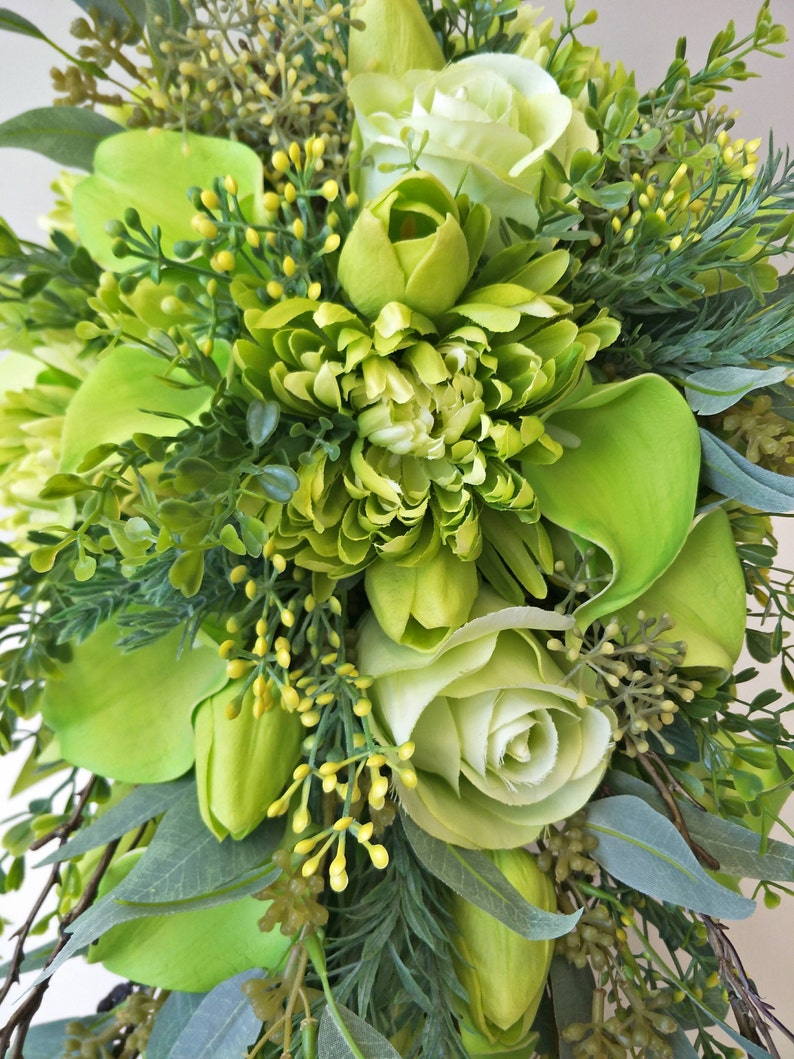Rustic wedding bouquet lime green flowers Australian native Etsy