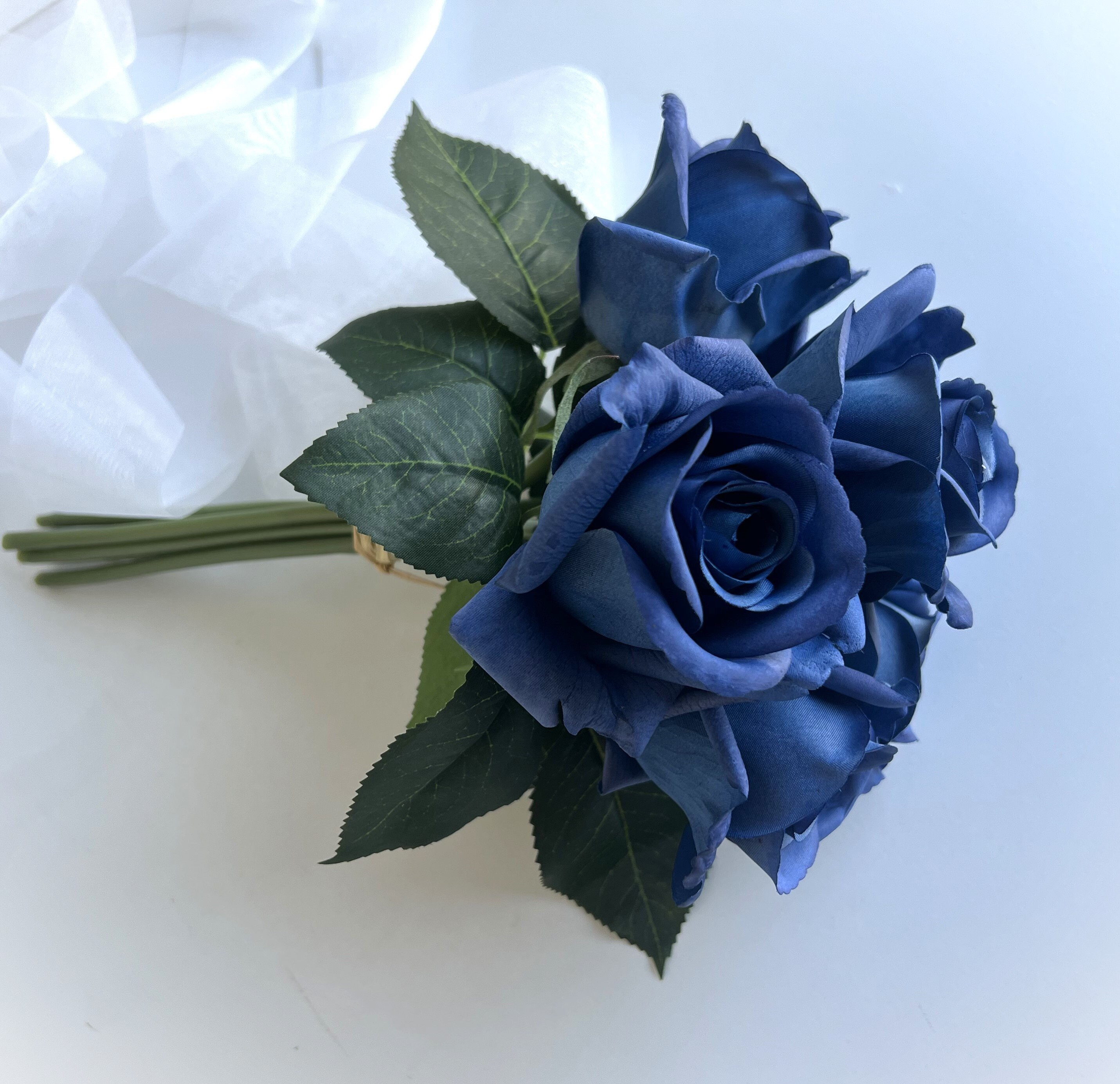 Real Touch Navy Blue Rose Bouquet Latex Dusty Navy Blue Roses Etsy