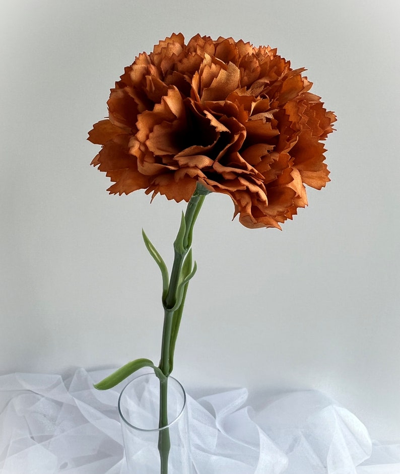 Burnt Orange Real Touch Flowers Latex Carnation Flower Stems Etsy