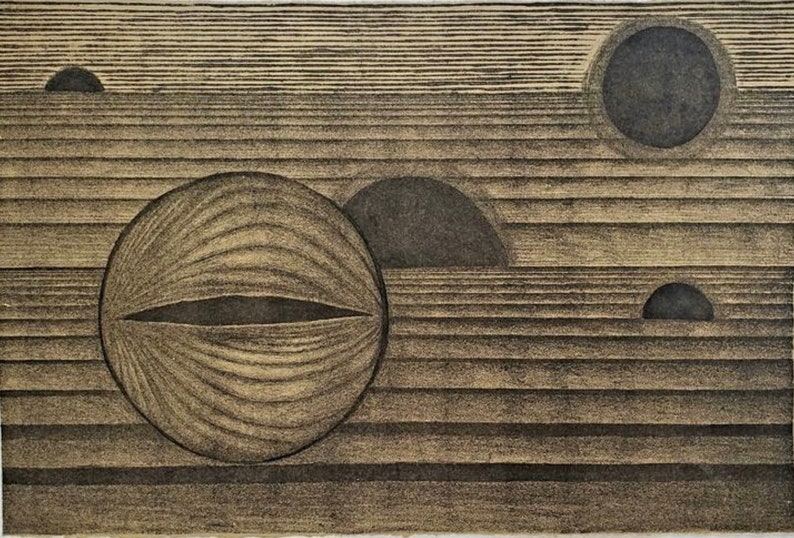 Ominous landscape lithograph