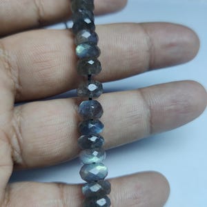AAA Labradorite Faceted Rondelle Beads 8 mm | 6&quot; Strand | Natural Blue Flash Labradorite Gemstone Beads for Jewelry Making