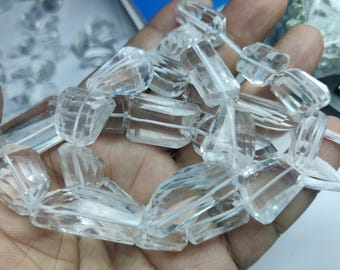 Contas de cristal de quartzo facetadas: fio de 25 cm, fabricação de joias