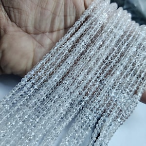 Crystal Quartz Rondelle Beads: Faceted Gemstone Strand, 4-4.5mm