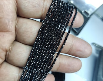Black Spinel Faceted Rondelle Beads: 2mm, 12" Strand, Natural Gemstone