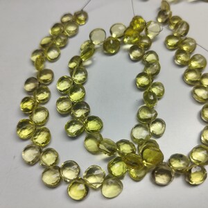 Lemon Quartz Heart Faceted Beads 7–7.5 mm | 6&quot; Strand | Natural Yellow Gemstone Beads for Jewelry Making & Designing