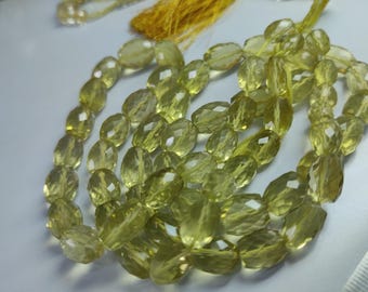 Lemon Topaz Faceted Barrel Beads: 7" Natural Gemstone Strand