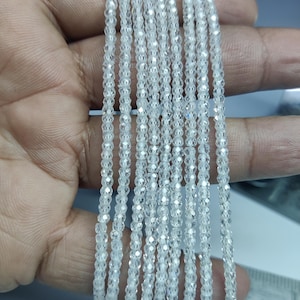 AAA White Zircon Beads: Faceted Rondelle Gemstone, 2.5-3mm, 13&quot; Strand