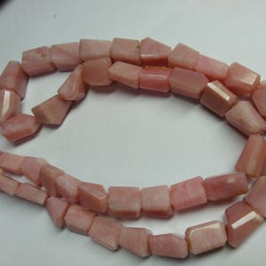 Pink Opal Step Cut Nugget Faceted Beads 7–10mm | 8&quot; Strand | Handmade Pink Opal Gemstone Beads for Jewelry Making