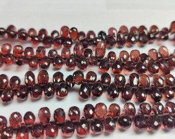 AAA Mozambique Garnet Teardrop Briolette Beads: 6" Strand