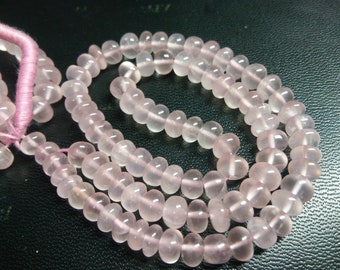Cuentas de cuarzo rosa rondelle: hilo de piedras preciosas rosas de 6-7 mm
