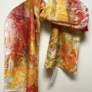 Silk Scarf - Extra Long Scarf - Handmade Loop Scarf - Hand Dyed Multicolored Art Scarf - Gift For Her - Lightweight Scarf