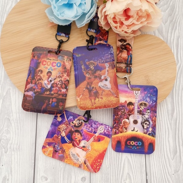 Sale Disney Coco Day of the dead Disney Lanyard / keychain / lanyard badge holder / Matching Plastic ID name  Disney character lanyard gift