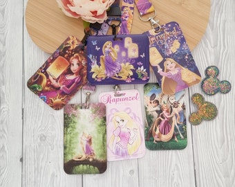 Lanière Disney Princesse Raiponce Tangled Flynn / porte-clés / porte-badge pour lanière / nom d'identification en plastique assorti - cadeau lanière personnage Disney