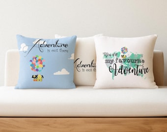 Op Disney Up House geïnspireerd citaat "Avontuur is daarbuiten" kussenhoes sierkussen 45 x 45 cm Disney-kamercadeau