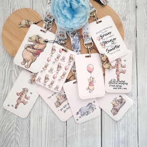 Lanière Disney classique vintage Winnie l'ourson / porte-clés / porte-badge / nom d'identification assorti cadeau clip de sécurité échappée du personnage Disney