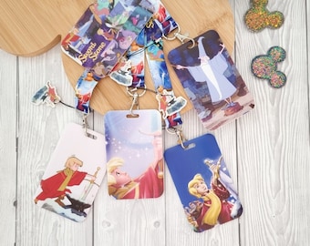 Smycz / brelok / uchwyt na identyfikator z motywem Miecza w kamieniu Disneya / Pasujący plastikowy identyfikator z imieniem - smycz z klipsem zabezpieczającym na prezent