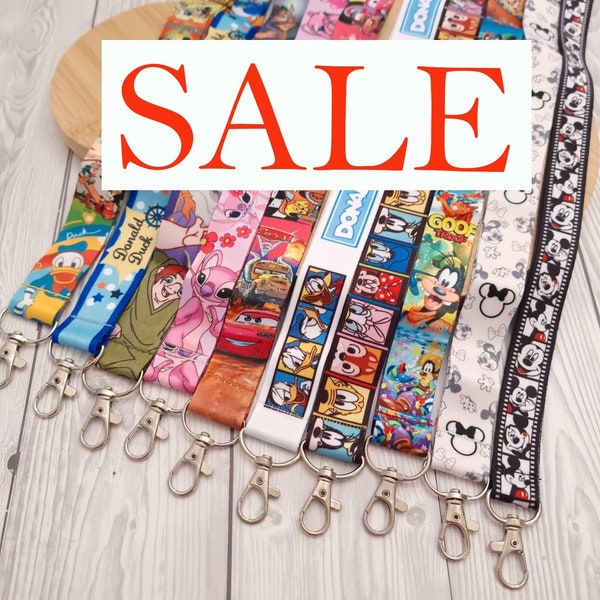 Disney Princess - Snow white Rapunzel Cars Mickey Minne Donald Goofy Alice Moana - badge holder - Disney character Pass lanyard - Gift