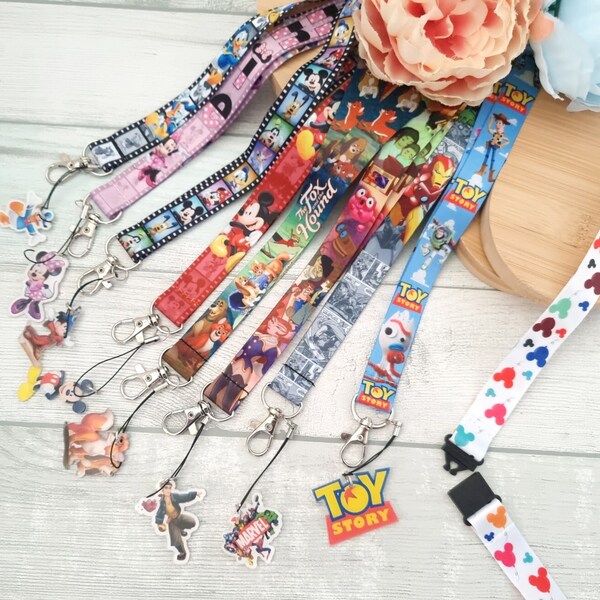 Disney Mickey Minnie Donald Marvel Toy story  Lanyard / keychain / lanyard badge holder Disney character lanyard with safety clip great gift