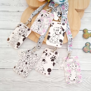 Disney 101 Dalmatian Puppy Lanyard / keychain / ID badge holder / Matching Plastic ID name  - Disney character lanyard with safety clip Gift