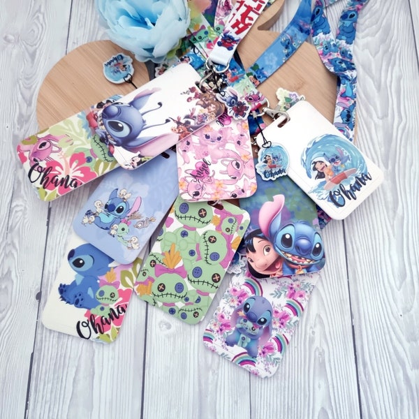 Lilo and Stitch Ohana Disney Lanyard / keychain / lanyard badge holder / Matching ID name - character lanyard with Breakaway safety clip