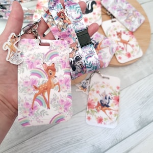 Disney Bambi Thumper-sleutelkoord / sleutelhanger / ID-badgehouder / Bijpassende plastic ID-naam - Disney-sleutelkoord met veiligheidsclip Cadeau