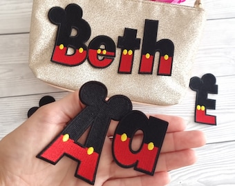 Micky Maus Alphabet Buchstabe Disney Aufnäher - Gestickter Aufnäher / Aufnäher zum Aufbügeln / Aufnäher / Aufnäher / Aufnäher / Aufnäher zum Aufbügeln