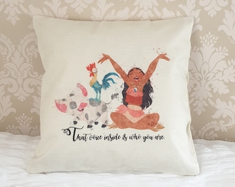 Moana Disney inspired quote " The voice inside is who you are " cushion throw pillow cover 45 by 45 cm gift home decor