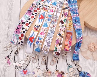 Disney Mickey animal ears  Cars Jungle Book Lanyard / keychain / lanyard badge holder Disney character lanyard safety clip great gift
