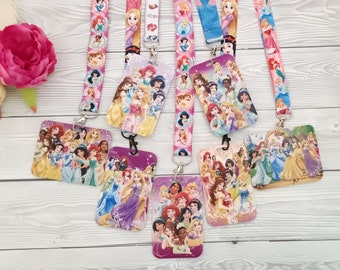 Disney Prinzessin Belle Dornröschen Rapunzel Tiana Schlüsselanhänger / Schlüsselanhänger / Ausweishalter / Ausweishalter für Disney Charaktere