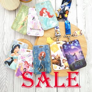 Disney Princess Lanyard & ID-houder Assepoester, Wish, Alice, Tinkerbell Sleutelhanger Cadeau voor kinderen Fans pin-badgecollectie wisselpashouders