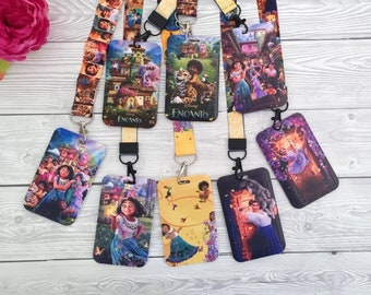 Encanto - Mirebel - Luisa - Isabela Disney porte-clés clip / porte-badge lanière / nom d'identification en plastique assorti cadeau de lanière de personnage Disney