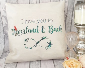 Peter pan Tinkerbell Wendy quote " I love you to Neverland and back " cushion throw pillow cover bedroom home decor 45 cm Disney gift