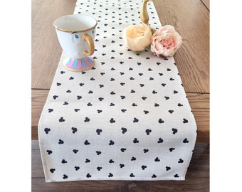 Disney Mickey Minnie mouse Disney mini black ear shape print - Placemat and party Table runner decoration hessian disney Holiday runner gift