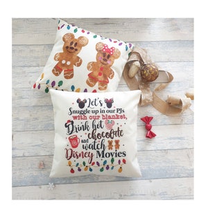 Double sided Disney Holiday &quot;Mickey and Minnie Gingerbread man + Lets snuggle&quot; Mickey gingerbread cushion throw pillow cover decoration gift