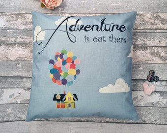 Disney up house inspired quote  " Adventure is out there " cushion cover throw pillow 45 by 45 cm Disney room gift