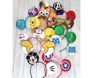 No Bow Disney Toy Story - Woody Buzz Rex Alien Mickey Goofy Pluto Donald Bluey Super hero - Disney Ears Headband Disneyland holiday ears