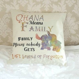 Disney Stitch quote &quot; Ohana means family - family means nobody gets left behind &quot; cushion cover throw pillow 45cm Disney home decor gift