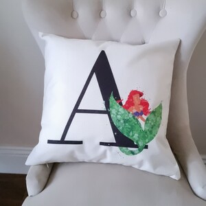 De kleine zeemeermin Ariël prinses geïnspireerd &quot;Letter A&quot; kussenhoes sierkussenhoes 45 cm Disney interieur Prinses Zeemeermin kamercadeau