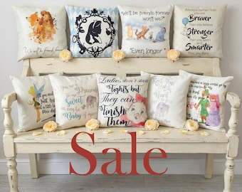 Kids Fairy Baby Nursey inspired Cushion Cover Peter Pan - Tinkerbell - Dumbo - Winnie the Pooh Fairytale Quote Pillow – Bedroom Home Décor