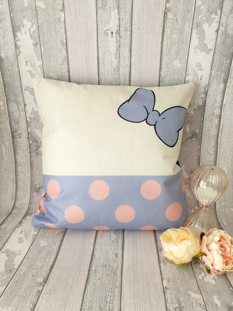 Disney Daisy Duck bow inspired throw pillow cushion cover 45cm gift Disney home room style decor image 1