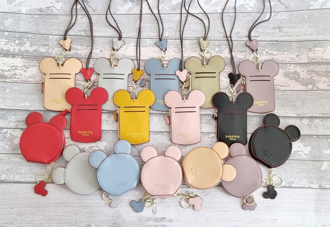 Disney Mickey Minnie Mouse Faux Leather Ear Lanyard - Mickey Ears Purse