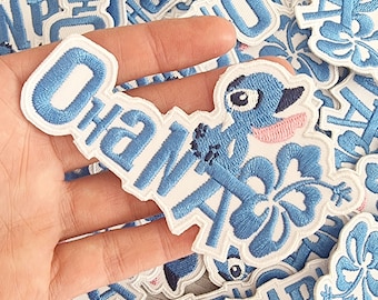 Op Disney Stitch geïnspireerde quote 'Ohana' geborduurde patch / opstrijkbare patch / patch kledingmateriaal / strijken of naaien