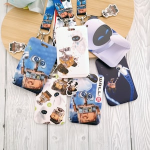 Wall-e and Eve Disney Pixar Lanyard / keychain / badge holder / Plastic ID name - Disney character lanyard Breakaway  safety clip - gift