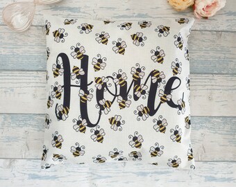 Bumble bee animal inspired cushion " Home "  pillow cover 45cm gift home deco cottage farmhouse shabby chic rustic throw Pillow