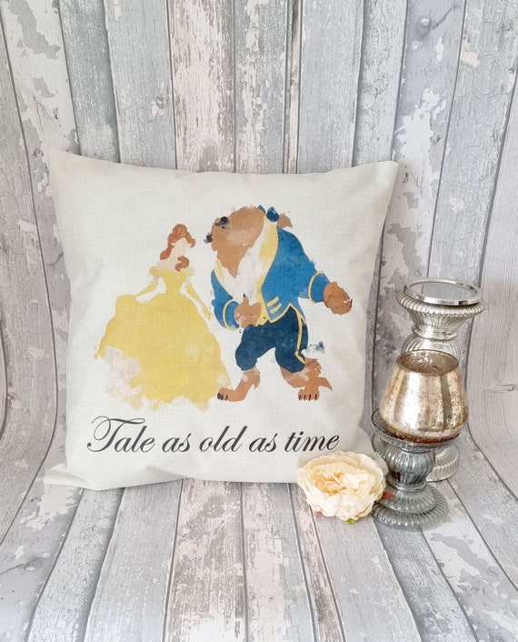 Beauty and The Beast Tale as Old as Time Linen Cotton throw Pillow Cover