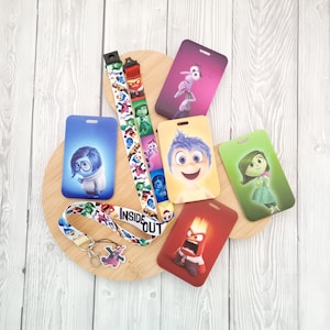 Disney Inside Out Sadness Joy Anger  Lanyard / keychain / lanyard badge holder / Matching Plastic ID name  - Disney character lanyard gift