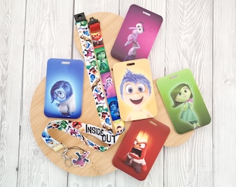 Disney Inside Out Sadness Joy Anger  Lanyard / keychain / lanyard badge holder / Matching Plastic ID name  - Disney character lanyard gift